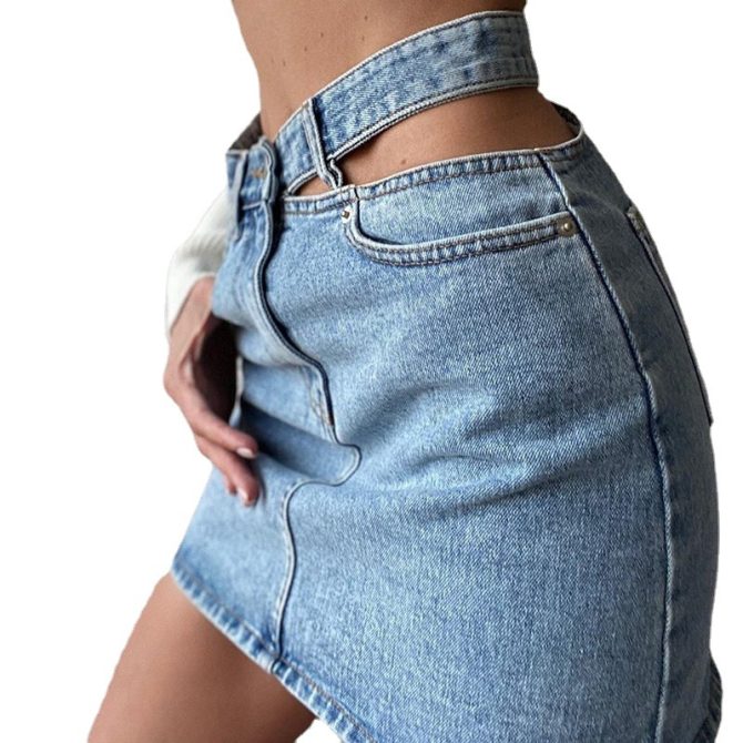 High - Waisted Denim Mini - Image 4