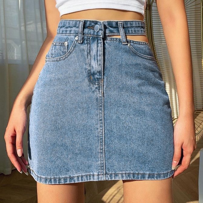 High - Waisted Denim Mini - Image 2