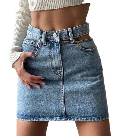 High - Waisted Denim Mini