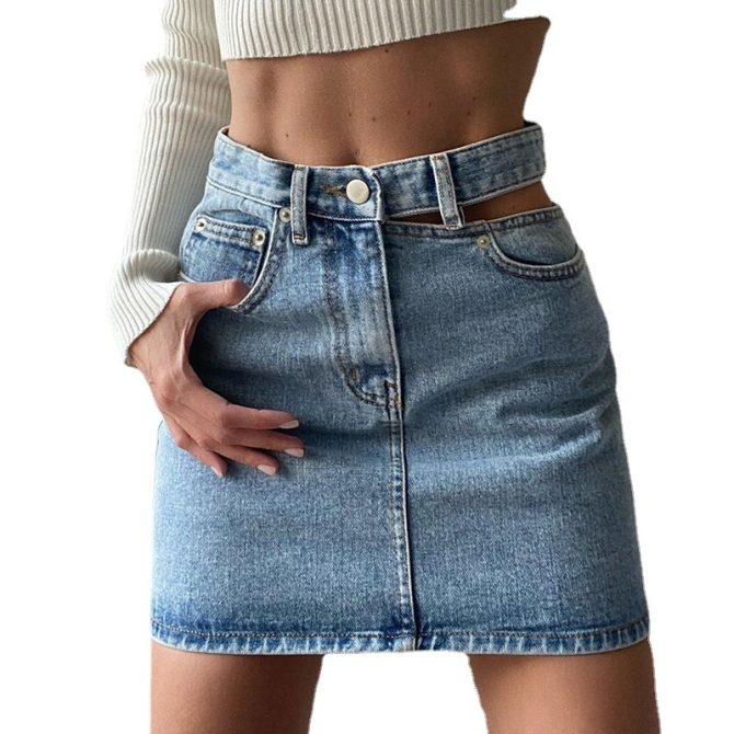High - Waisted Denim Mini